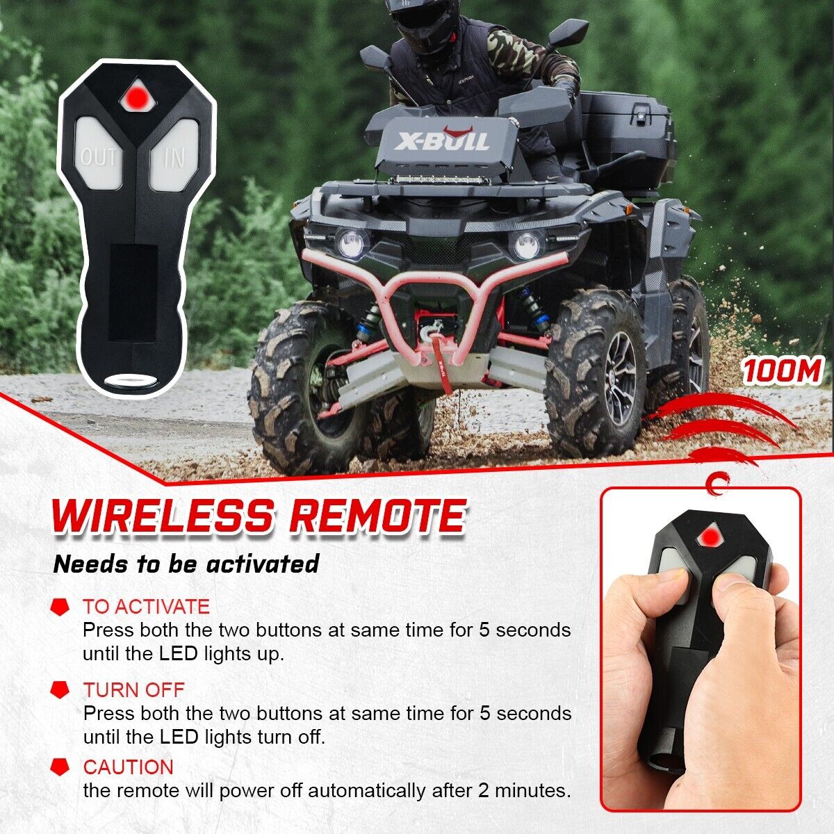 X-BULL Electric Winch 12V 5000LBS Wireless 15.2M Steel Cable ATV UTV 4WD Boat - SportZone.co.nz
