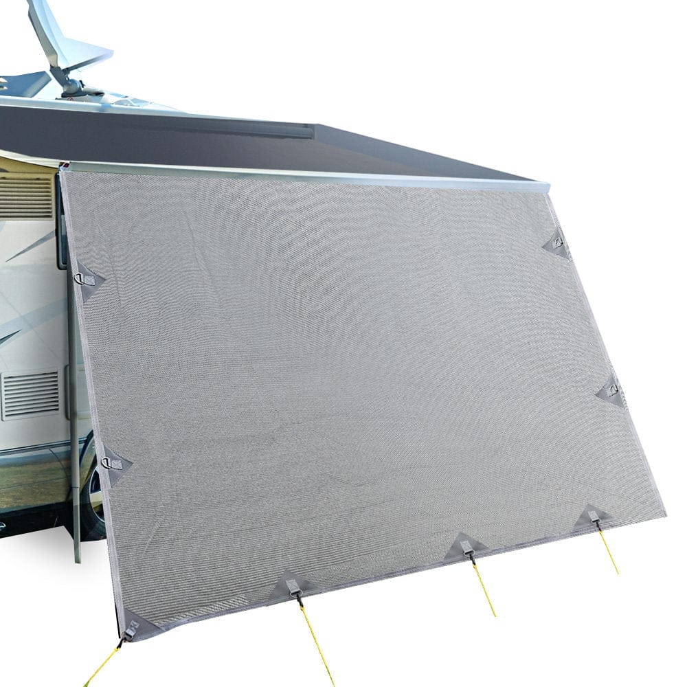Caravan Privacy Screen Roll Out Awning 4Mx1.95M End Wall Side Sun Shade Grey - SportZone.co.nz