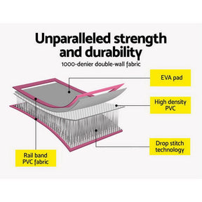 Everfit 3m x 1m Air Track Mat Gymnastic Tumbling Pink and Grey - SportZone.co.nz