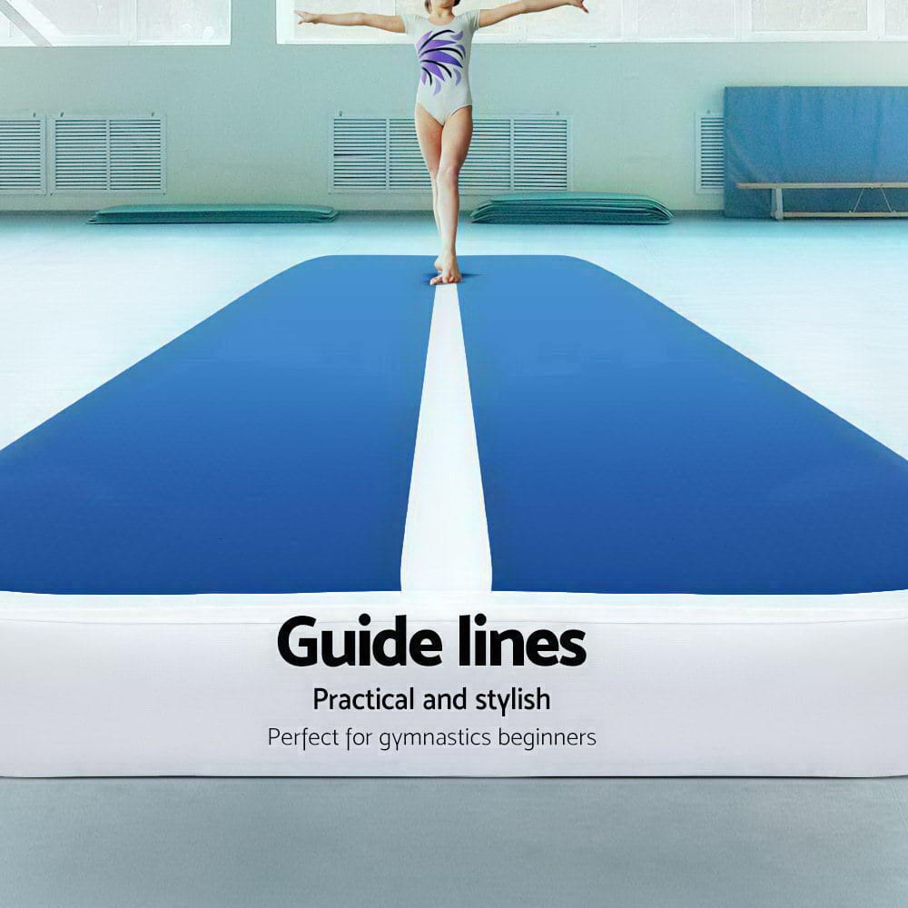 Everfit 4X1M Inflatable Air Track Mat 20CM Thick with Pump Tumbling Gymnastics Blue - SportZone.co.nz
