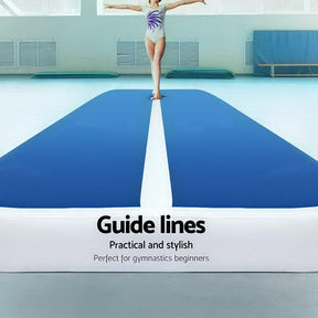 Everfit 5X1M Inflatable Air Track Mat 20CM Thick with Pump Tumbling Gymnastics Blue - SportZone.co.nz