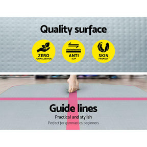 Everfit GoFun 3X1M Inflatable Air Track Mat with Pump Tumbling Gymnastics Pink - SportZone.co.nz