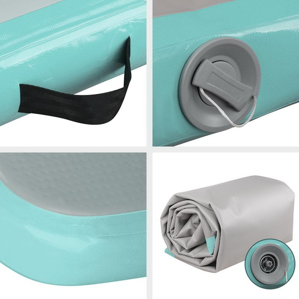 Everfit GoFun 5X1M Inflatable Air Track Mat Tumbling Floor Home Gymnastics Green - SportZone.co.nz