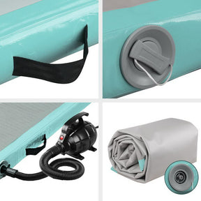 Everfit GoFun 5X1M Inflatable Air Track Mat with Pump Tumbling Gymnastics Green - SportZone.co.nz