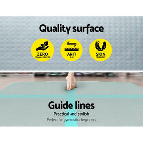 Everfit GoFun 5X1M Inflatable Air Track Mat with Pump Tumbling Gymnastics Green - SportZone.co.nz