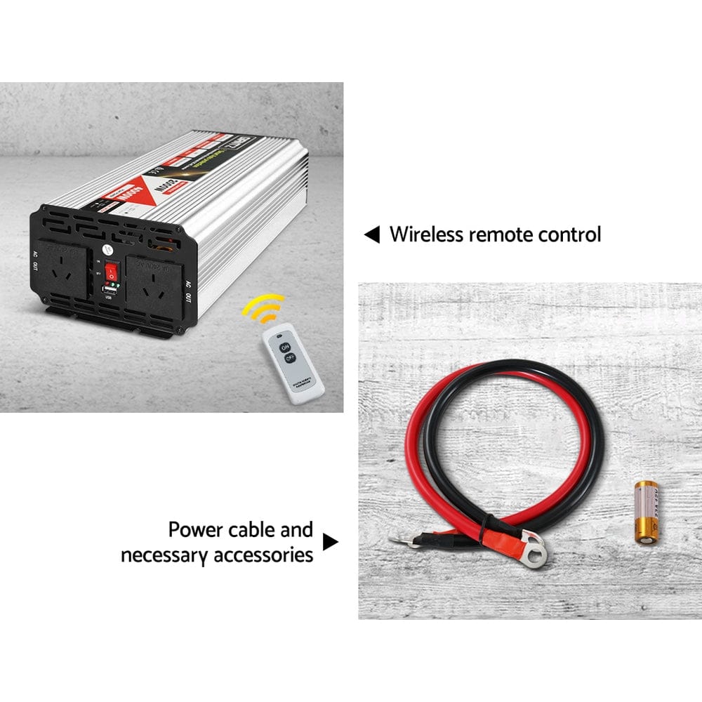 Giantz Power Inverter 2000W or 4000W Pure Sine Wave 12V - 240V Camping Boat Caravan - SportZone.co.nz