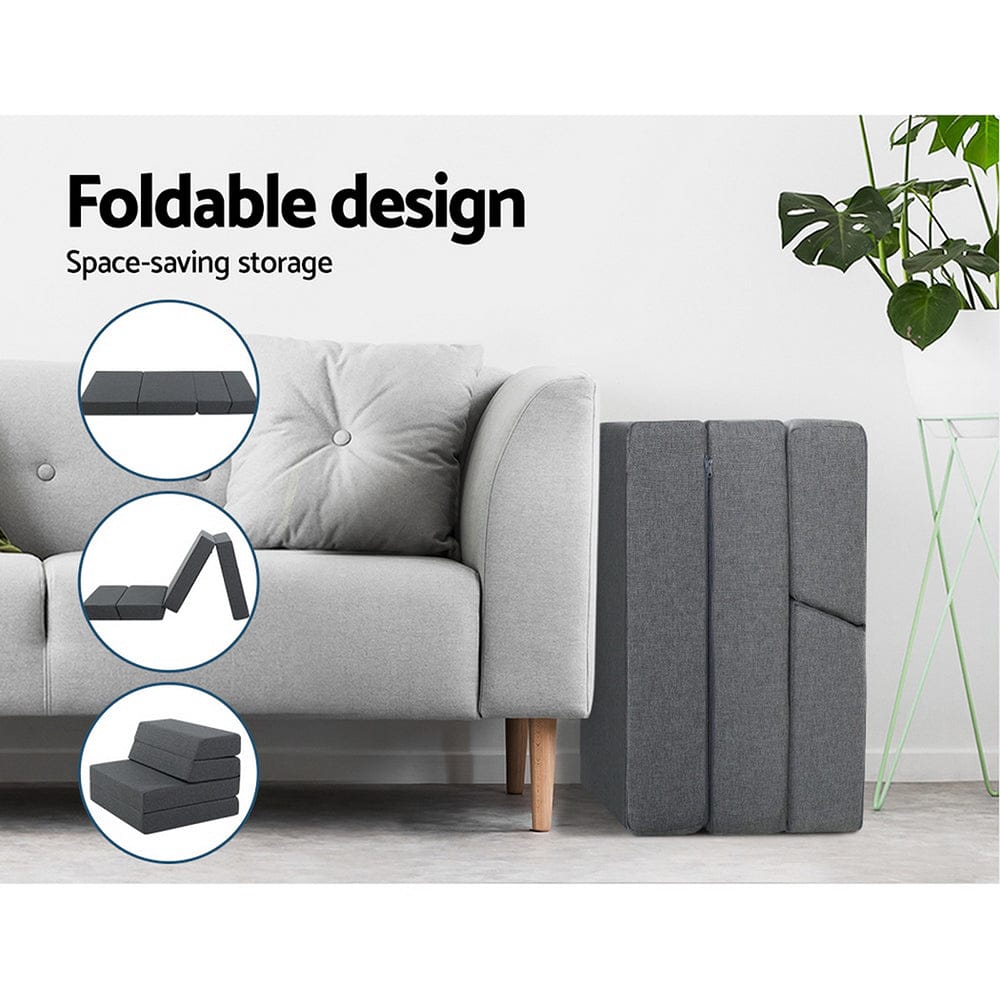 Giselle Bedding Foldable Mattress Folding Foam Bed Floor Mat Grey - SportZone.co.nz
