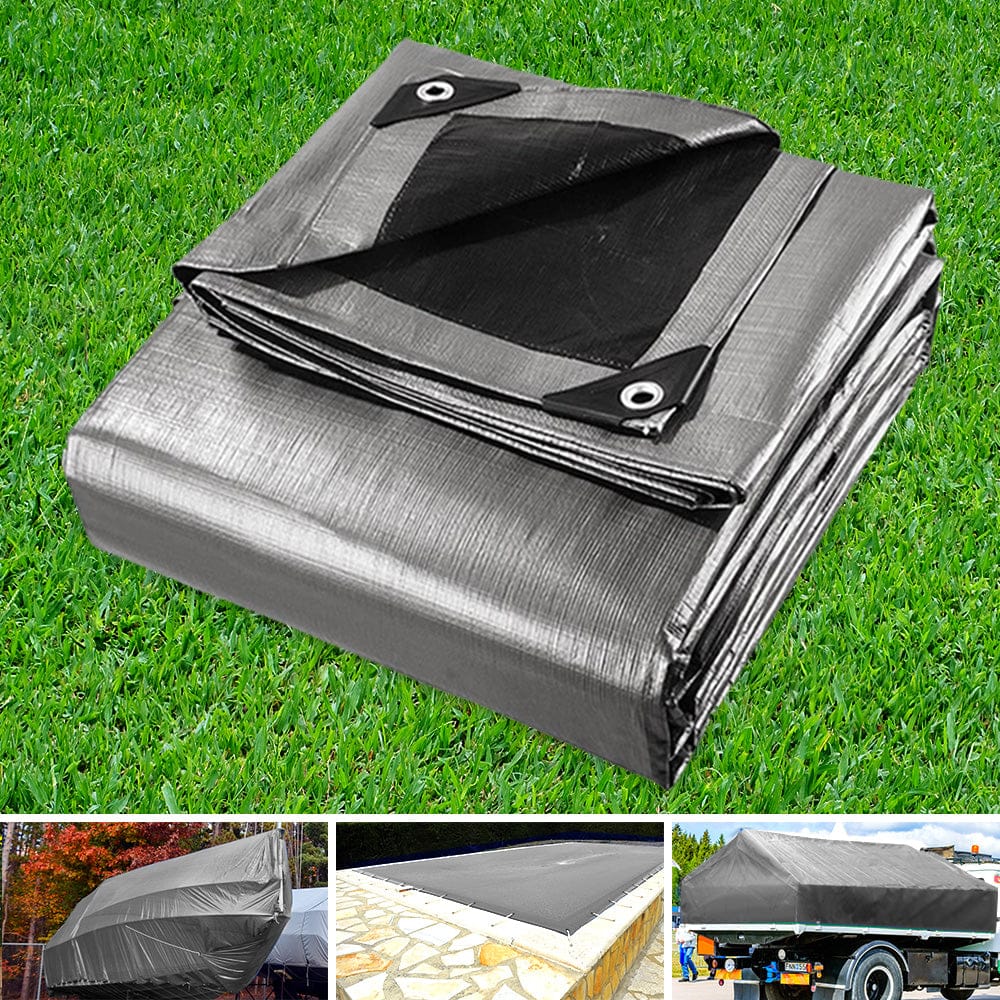 Instahut Tarp Tarpaulin 3.6x4.8m Canvas Camping Heavy Duty Sun Cover - SportZone.co.nz
