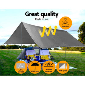 Instahut Tarp Tarpaulin 6x7.3m Canvas Camping Heavy Duty Sun Cover - SportZone.co.nz