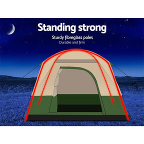 Weisshorn Family Camping Tent 4 Person Hiking Beach Tents Green - SportZone.co.nz