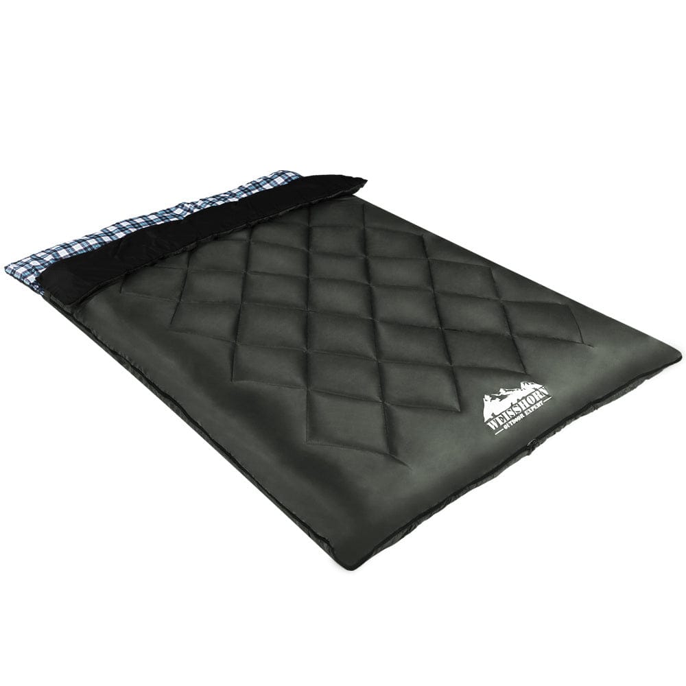 Weisshorn Sleeping Bag Double Pillow Thermal Camping Hiking Tent Grey - 10°C - SportZone.co.nz