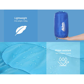 Weisshorn Sleeping Bag Kids Single 172cm Thermal Camping Hiking Blue - SportZone.co.nz
