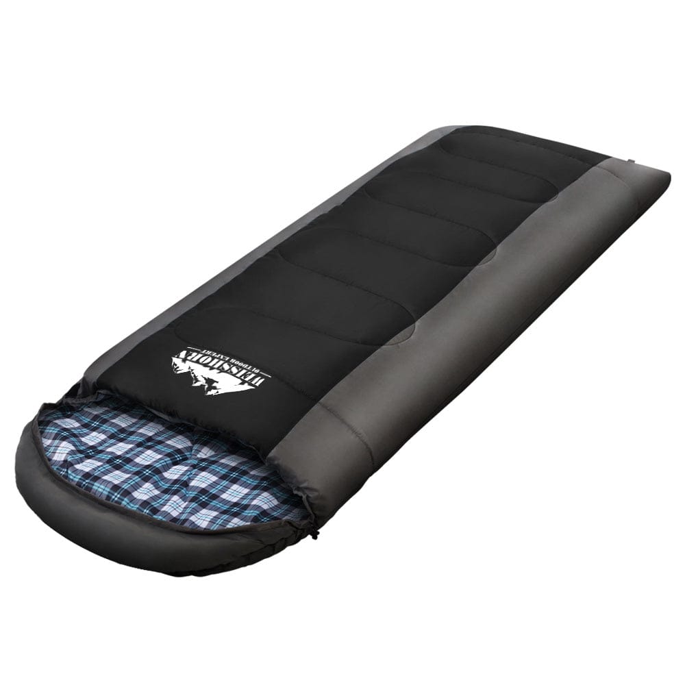 Weisshorn Sleeping Bag Single Thermal Camping Hiking Tent Black - 20c - SportZone.co.nz