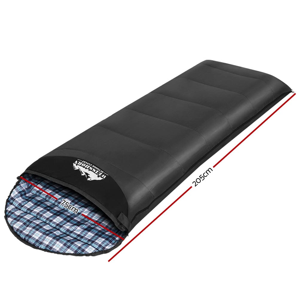 Weisshorn Sleeping Bag Single Thermal Camping Hiking Tent Grey 0°C - SportZone.co.nz